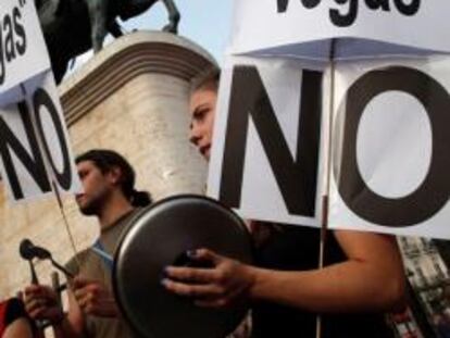 Protesta contra la instalación de Eurovegas en Madrid el pasado mes de junio