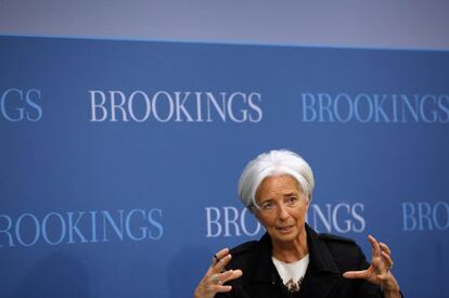 Christine Lagarde, el 12 de abril en una conferencia en Washington.