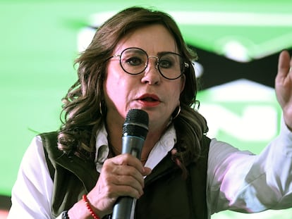 Sandra Torres en un acto de campaña en Santa Catarina Pinula el 17 de junio.