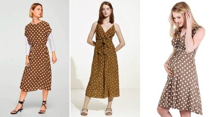 Vestidos de lunares de Mango, Oysho y Amazon.