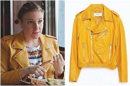 Lena Dunham, en Girls con la chaqueta más viral de Zara.