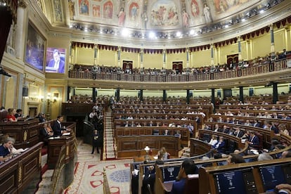 O Parlamento espanhol durante a primeira sessão da fracassada recondução de Mariano Rajoy à chefia de Governo.