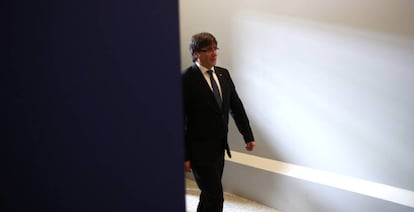 El president de la Generalitat, Carles Puigdemont, al Palacio Cibeles.