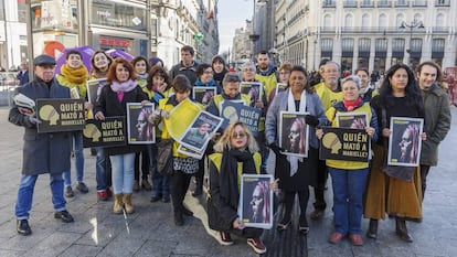 Concentração por Marielle Franco na Porta do Sol, em Madri.