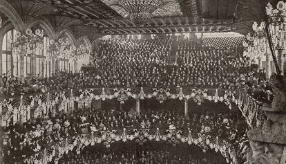 Imagen de la inauguración de la sala del Palau de la Música el 9 de febrero de 1908.