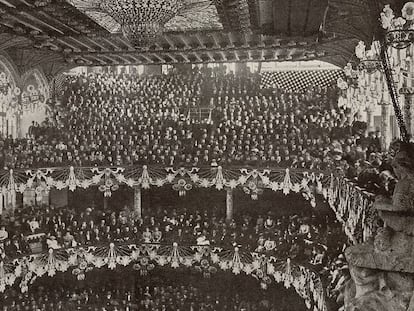 Imagen de la inauguración de la sala del Palau de la Música el 9 de febrero de 1908.