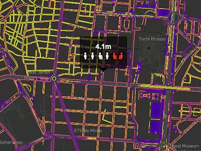 Captura de la herramienta de Inspide que permite conocer la anchura de las calles de Madrid.
