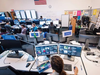 Empleados de Facebook en las oficinas de Menlo Park, California, en octubre de 2018. 