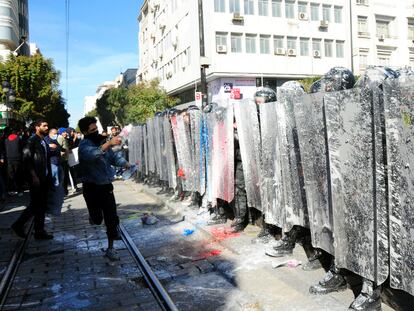 Manifestación contra los abusos de la policía, el 30 de enero de 2021, en la capital de Túnez.