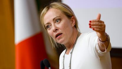 Giorgia Meloni, primera ministra de Italia, durante una intervención parlamentaria