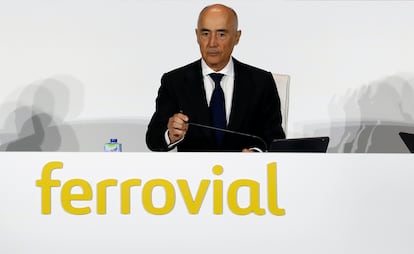 El presidente de Ferrovial, Rafael del Pino, durante la junta de accionistas celebrada  en Madrid.