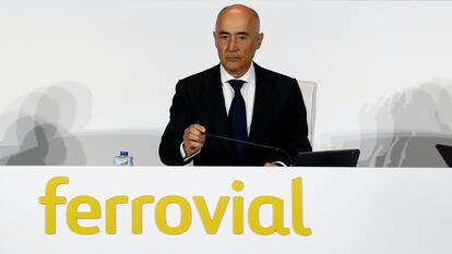 El presidente de Ferrovial, Rafael del Pino, durante la junta de accionistas celebrada  en Madrid.