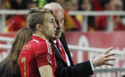 Del Bosque da instrucciones a Deulofeu.