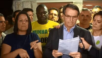 Bolsonaro, poco después de proclamarse ganador.