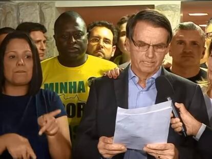 Bolsonaro, poco después de proclamarse ganador.