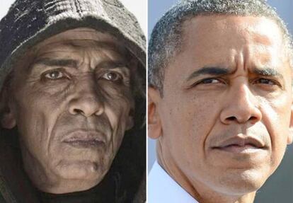 Mohamen Mehdi Ouazanni, en el papel del diablo, y Barack Obama.