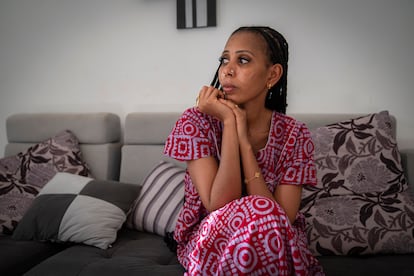 Jaha Dukureh, renowned activist against genital mutilation, in an apartment near Banjul where she has moved to in order to help the campaign to stop  FGM from being decriminalized.