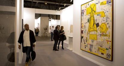 Obra de Basquiat en la Galeria Elvira Gonzalez en Arco.