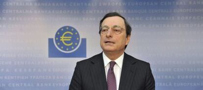 El presidente del Banco Central Europeo (BCE), Mario Draghi, durante la rueda de prensa posterior a la reuni&oacute;n del pasado jueves.