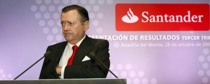 Alfredo Sáenz, vicepresidente y consejero delegado del Grupo Santander, durante la presentación de los resultados.