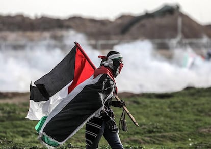 Un palestino durante las protestas contra Israel.