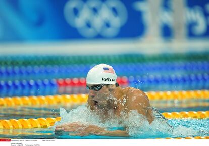 Michael Phelps entrena durante los Juegos Olímpicos de Pekín 2008 (China).