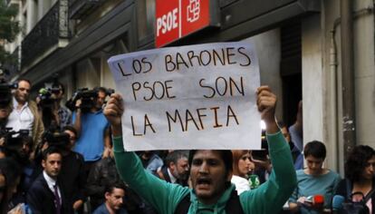 Lagarder Danciu en una protesta en la calle Ferraz. 