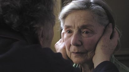 La actriz francesa Emmanuelle Riva en &#039;Amour&#039; de Michael Haneke. 