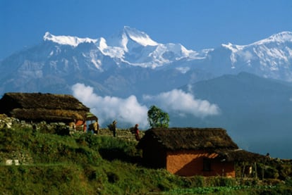 El pueblo de Sarangkot, cerca del Annapurna en Nepal.