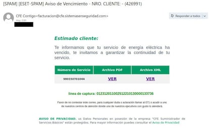 Correo de la estafa