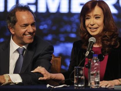 La presidenta Cristina Fernández con Daniel Scioli.