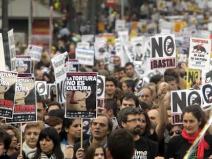 Manifestación antitaurina en Madrid en marzo de 2010