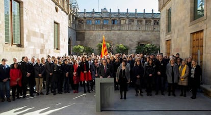 El president Quim Torra, en l'acte institucional de suport als polítics independentistes que seran jutjats pel Suprem.