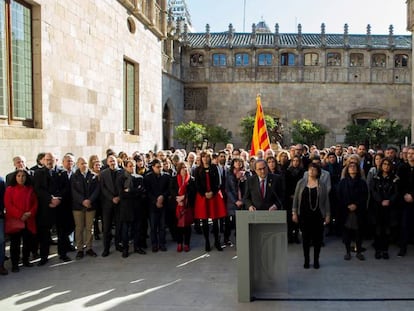 El president Quim Torra, en l'acte institucional de suport als polítics independentistes que seran jutjats pel Suprem.