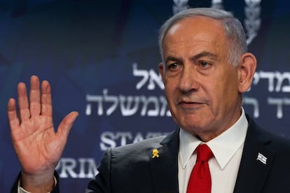 El primer ministro de Israel, Benjamín Netanyahu, durante una conferencia de prensa en Jerusalén, el pasado miércoles.
