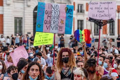 Manifestación en Madrid para condenar al asesinato del joven Samuel Luiz, en Galicia, el pasado julio.