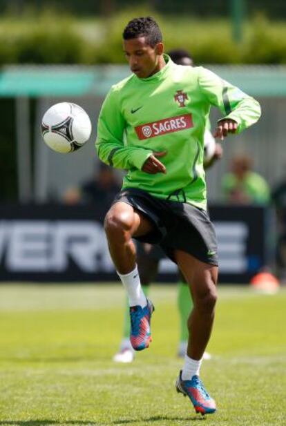 Nani, durante un entrenamiento