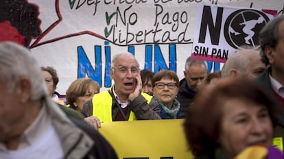 Protesta en defensa de las pensiones en Madrid.