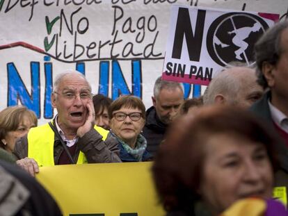 Protesta en defensa de las pensiones en Madrid.