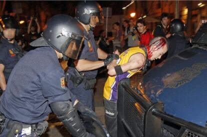 Un herido en los disturbios de la manifestación de Madrid.