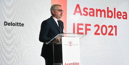 El presidente del IEF, Marc Puig, este martes en la XXIII Asamblea General de la Empresa Familia.