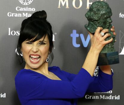 La actriz Marian Álvarez, tras recoger el Goya a la Mejor Actriz Protagonista por la película 'La herida'.