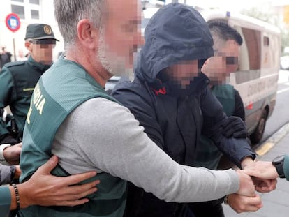 El sospechoso de la muerte de Marta Calvo, Jorge Ignacio P. J., a su llegada al Juzgado 6 de Alzira (Valencia).