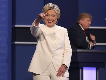 La candidata dem&oacute;crata Hillary Clinton y el republicano Donald Trump en el debate