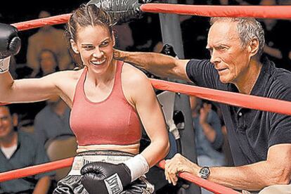 Hilary Swank y Clint Eastwood, en <i>Million dolar baby.</i>