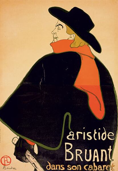 Uno de los carteles de Toulouse-Lautrec para  anunciar un espectáculo de Aristide Bruant, de 1892.