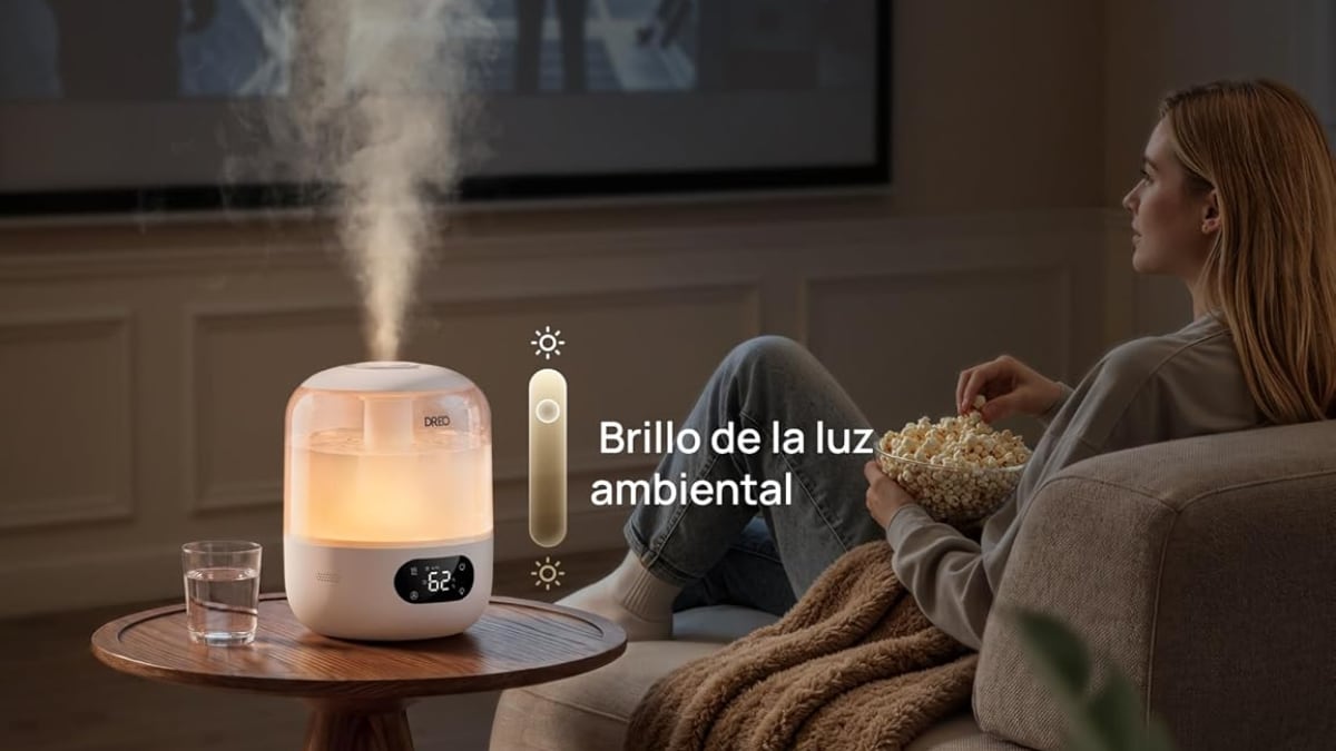 Humidificador con luz ambiental.