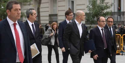 Los exmiembros del Govern a su llegada el pasado noviembre a la Audiencia Nacional. 