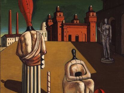 Las musas inquietantes (1917), obra de De Chirico.