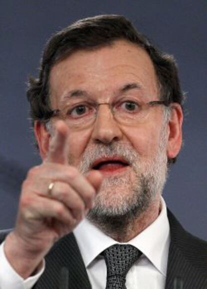 El presidente del Gobierno, Mariano Rajoy, durante la rueda de prensa.